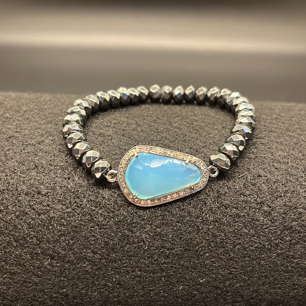 Aquamarine and Pave Diamond Bracelet